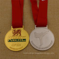 Benutzerdefinierte Metall Gold Silber Bronze Karate Medaille mit Band gedruckt